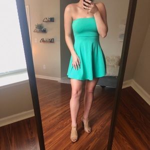 Express Seafoam Green Strapless Dress